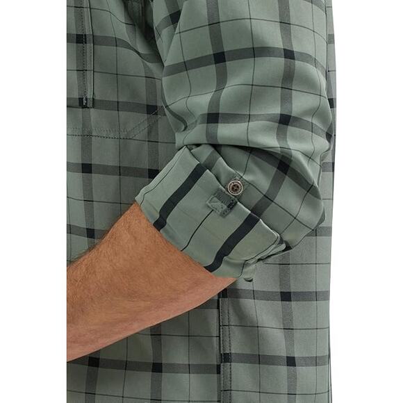 Wrangler Technical Long-Sleeve Work Shirt for Men - Green Check - L - Picture 3 of 9